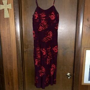 Old Navy Red Floral Midi Dress
